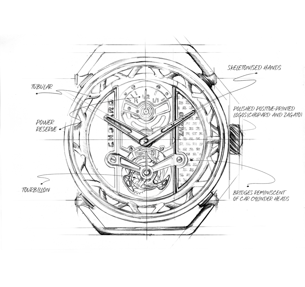 Vista técnica del Zagato Lab One Concept mostrando sistema de absorción de impactos y red estructural interna.