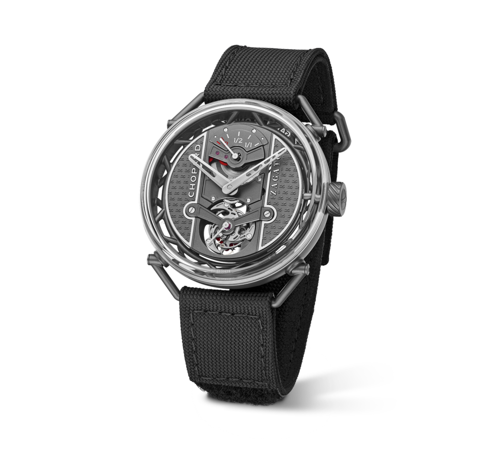 Zagato Lab One Concept de Chopard con caja en titanio ceramizado, tourbillon visible y arquitectura estructural inspirada en construcción tubular automovilística.